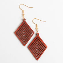 Load image into Gallery viewer, Lightweight Diamond Wood Drop Earrings