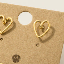 Load image into Gallery viewer, Gold Dipped Wire Heart Stud Earrings