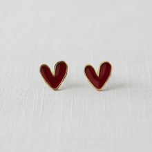 Load image into Gallery viewer, Red Heart Stud Earrings