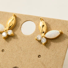Load image into Gallery viewer, Gold Dipped Opal Butterfly Stud Earrings