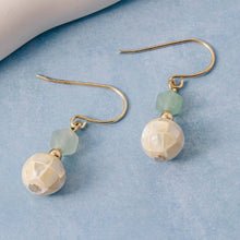 Load image into Gallery viewer, Sea Shell Ball And Faceted Gem Bead Dangle Earrings