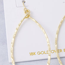 Load image into Gallery viewer, 18K Gold Dipped Hammered Marquise Drop Earrings