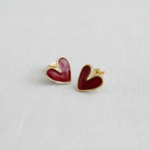 Load image into Gallery viewer, Red Heart Stud Earrings
