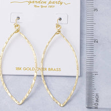 Load image into Gallery viewer, 18K Gold Dipped Hammered Marquise Drop Earrings
