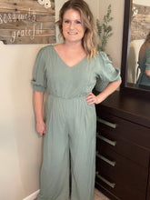 Load image into Gallery viewer, Puff Sleeve Wide Leg Jumpsuit