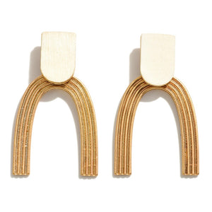 Gold Tone Arch Earrings