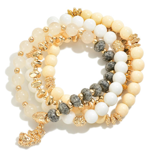 Set of Four Beaded Stretch Bracelets
