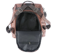 Load image into Gallery viewer, Brown Retro Faux Leather Backpack