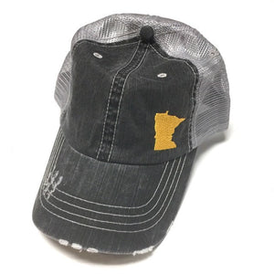 Minnesota Embroidered Trucker Hat- Yellow