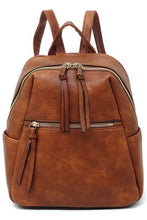 Load image into Gallery viewer, Faux Leather Backpack Purse- Brown