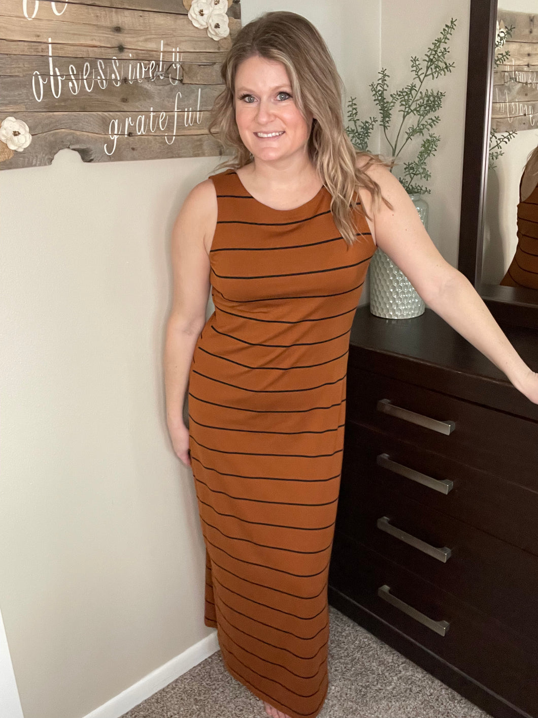 Brown Stripe Maxi Dress