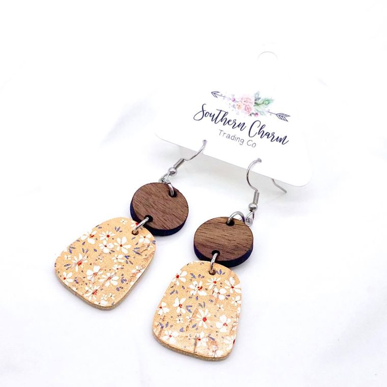 Wood & Autumn Baby Bells Cork Earrings