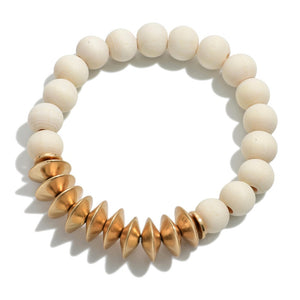 Ivory Wooden Stretch Bracelet