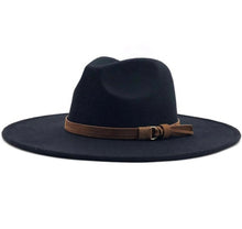 Load image into Gallery viewer, Black Wide Brim Classic Floppy Panama Hat