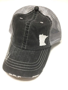 Minnesota Embroidered Trucker Hat- White