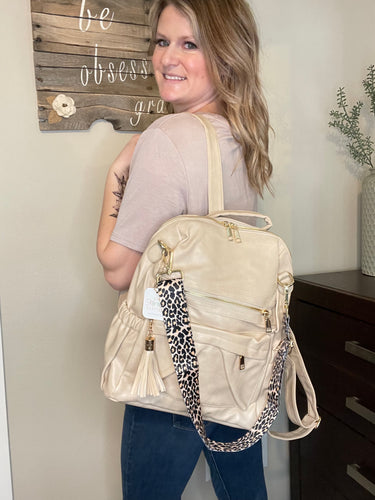 Madi Convertible Backpack Bag- Cream