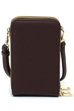 Load image into Gallery viewer, Crossbody Cell Phone Faux Leather Bag- Brown